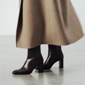 Women's Sleek Leather Ankle Booties in Dark Brown